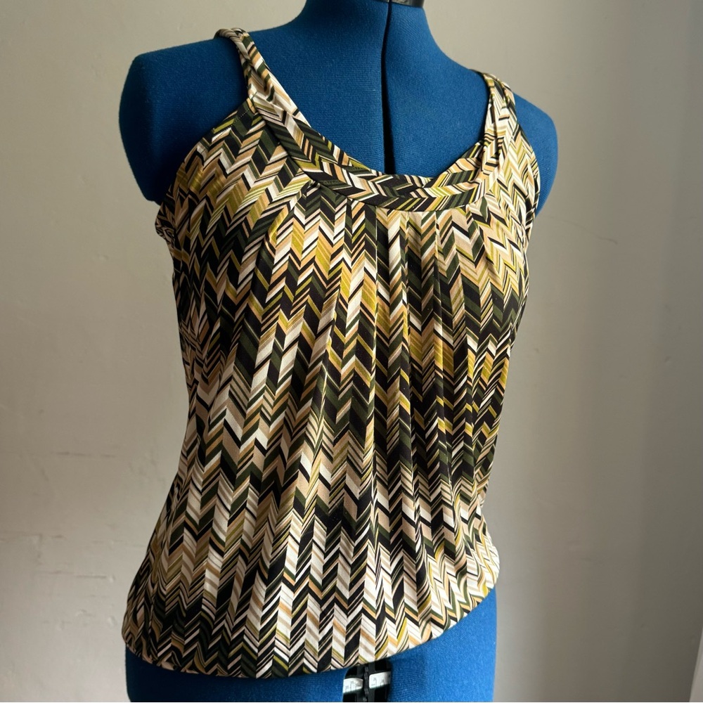 Geometrical Print Tank in Browns and Olivej